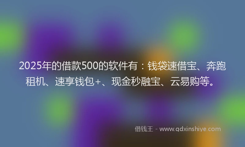 2025年的借款500的软件有：钱袋速借宝、奔跑租机、速享钱包+、现金秒融宝、云易购等。