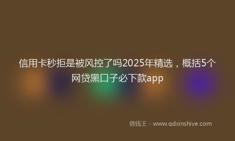 信用卡秒拒是被风控了吗2025年精选，概括5个网贷黑口子必下款app