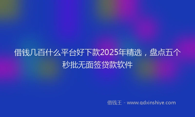 借钱几百什么平台好下款2025年精选，盘点五个秒批无面签贷款软件