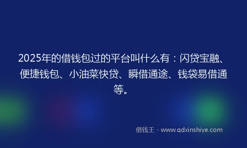 2025年的借钱包过的平台叫什么有：闪贷宝融、便捷钱包、小油菜快贷、瞬借通途、钱袋易借通等。