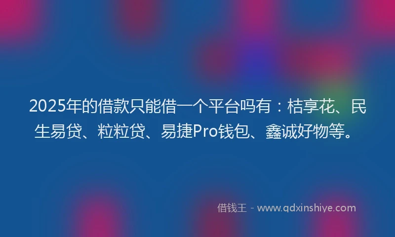 2025年的借款只能借一个平台吗有：桔享花、民生易贷、粒粒贷、易捷Pro钱包、鑫诚好物等。
