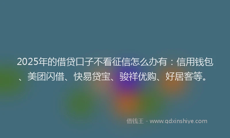 2025年的借贷口子不看征信怎么办有：信用钱包、美团闪借、快易贷宝、骏祥优购、好居客等。