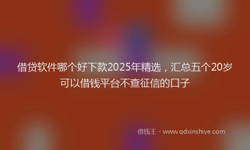 借贷软件哪个好下款2025年精选，汇总五个20岁可以借钱平台不查征信的口子
