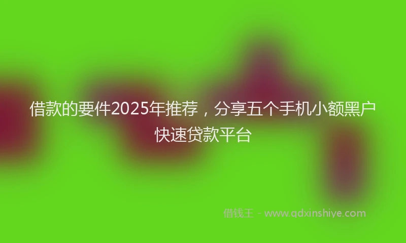 借款的要件2025年推荐，分享五个手机小额黑户快速贷款平台