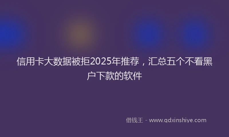 信用卡大数据被拒2025年推荐，汇总五个不看黑户下款的软件