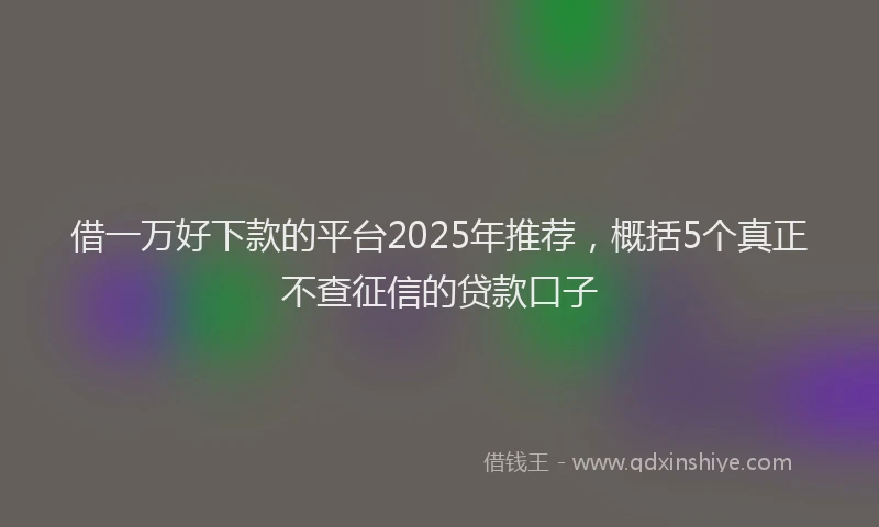 借一万好下款的平台2025年推荐，概括5个真正不查征信的贷款口子