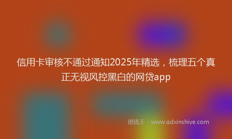信用卡审核不通过通知2025年精选，梳理五个真正无视风控黑白的网贷app
