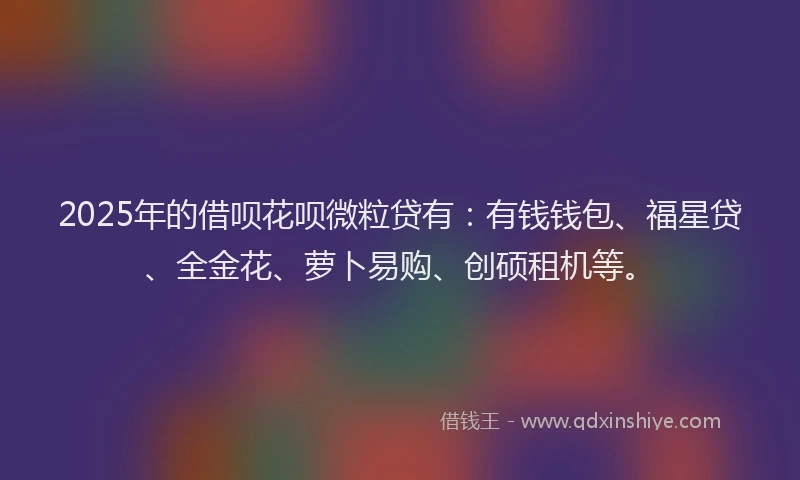 2025年的借呗花呗微粒贷有：有钱钱包、福星贷、全金花、萝卜易购、创硕租机等。