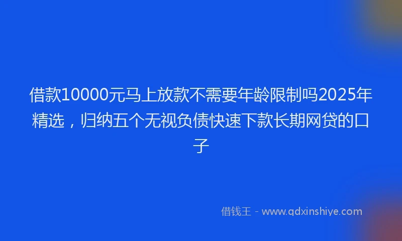 借款10000元马上放款不需要年龄限制吗2025年精选,归纳五个无视负债快速下款长期网贷的口子