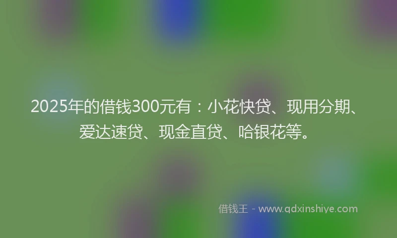 2025年的借钱300元有：小花快贷、现用分期、爱达速贷、现金直贷、哈银花等。