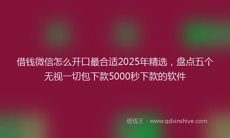 借钱微信怎么开口最合适2025年精选，盘点五个无视一切包下款5000秒下款的软件
