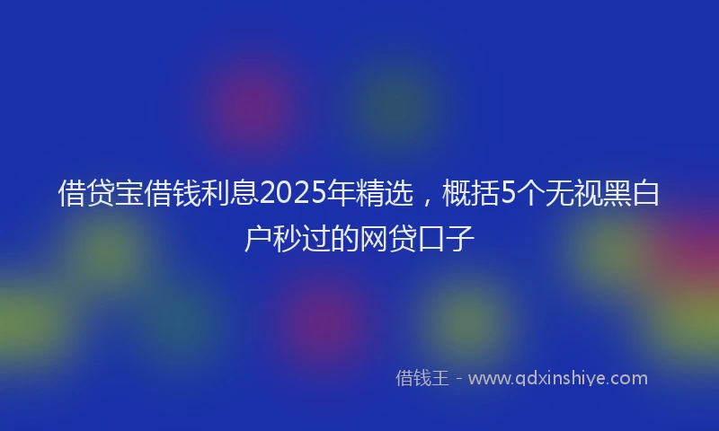 借贷宝借钱利息2025年精选，概括5个无视黑白户秒过的网贷口子