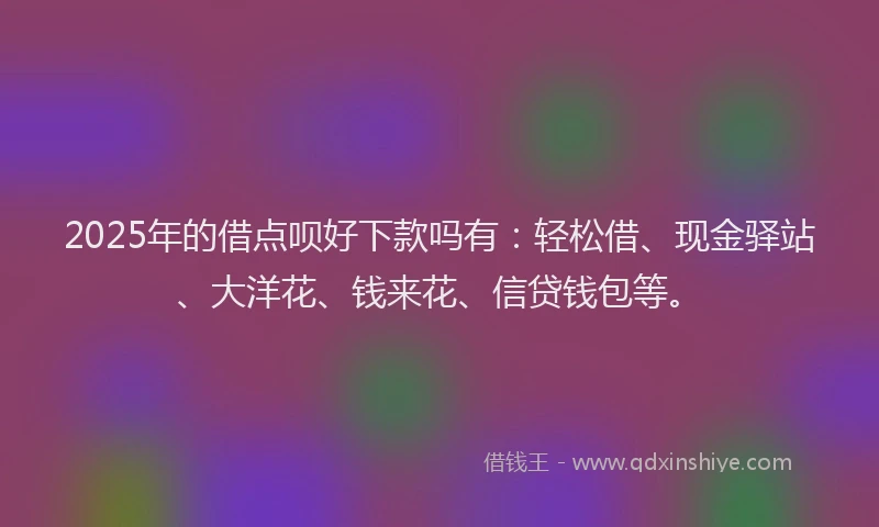 2025年的借点呗好下款吗有：轻松借、现金驿站、大洋花、钱来花、信贷钱包等。