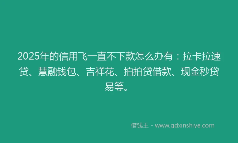 2025年的信用飞一直不下款怎么办有：拉卡拉速贷、慧融钱包、吉祥花、拍拍贷借款、现金秒贷易等。