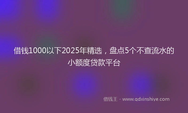 借钱1000以下2025年精选，盘点5个不查流水的小额度贷款平台
