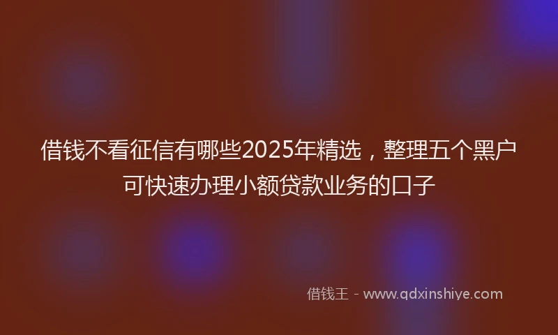借钱不看征信有哪些2025年精选，整理五个黑户可快速办理小额贷款业务的口子