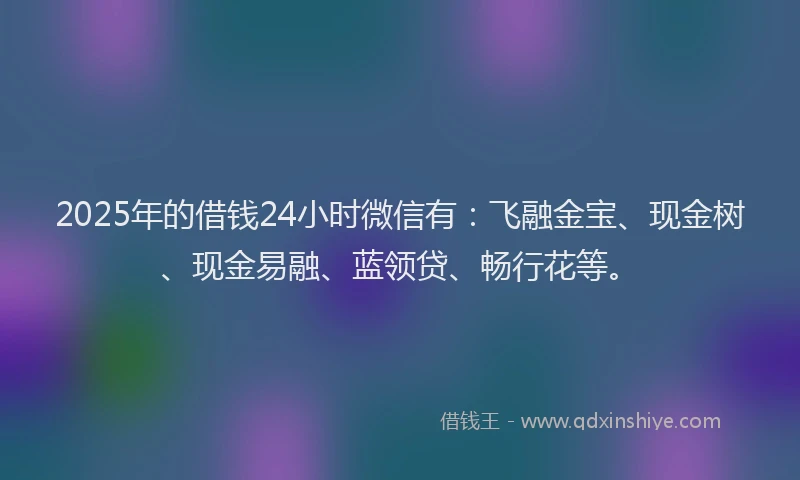 2025年的借钱24小时微信有：飞融金宝、现金树、现金易融、蓝领贷、畅行花等。