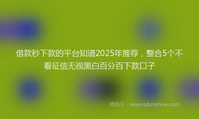 借款秒下款的平台知道2025年推荐，整合5个不看征信无视黑白百分百下款口子