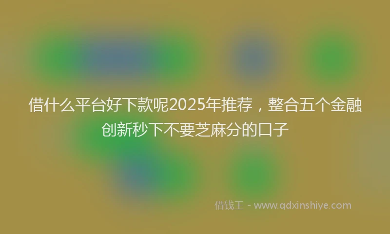 借什么平台好下款呢2025年推荐，整合五个金融创新秒下不要芝麻分的口子