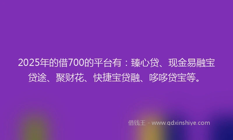 2025年的借700的平台有：臻心贷、现金易融宝贷途、聚财花、快捷宝贷融、哆哆贷宝等。