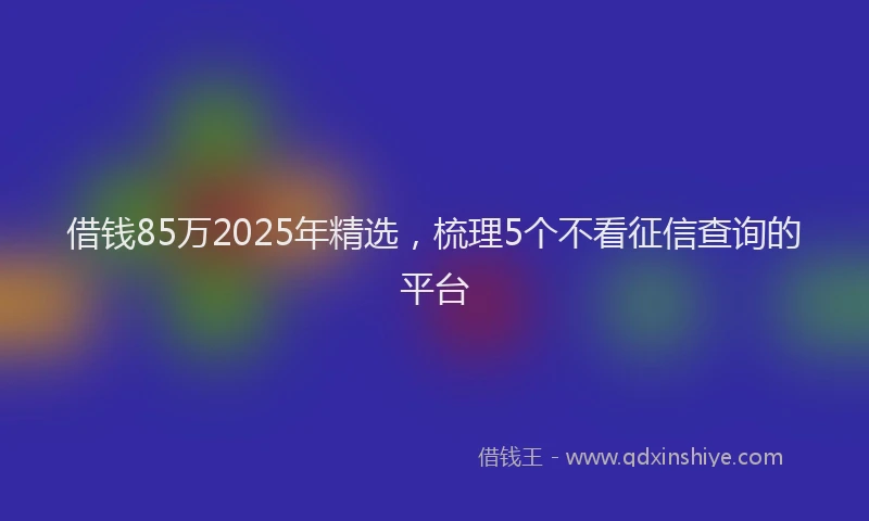 借钱85万2025年精选，梳理5个不看征信查询的平台