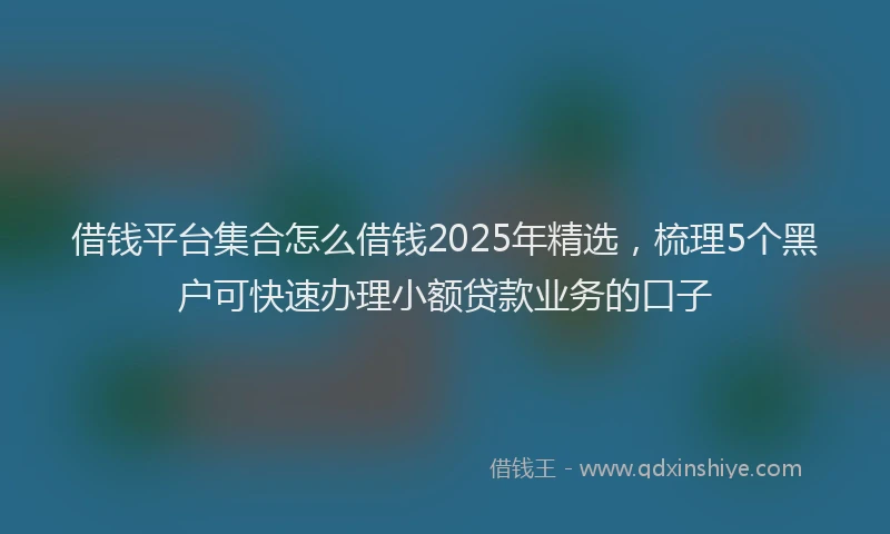 借钱平台集合怎么借钱2025年精选，梳理5个黑户可快速办理小额贷款业务的口子