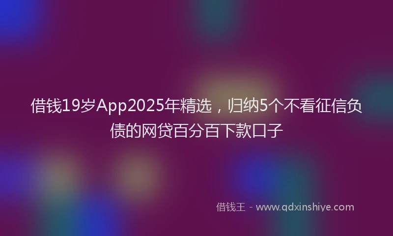 借钱19岁App2025年精选，归纳5个不看征信负债的网贷百分百下款口子