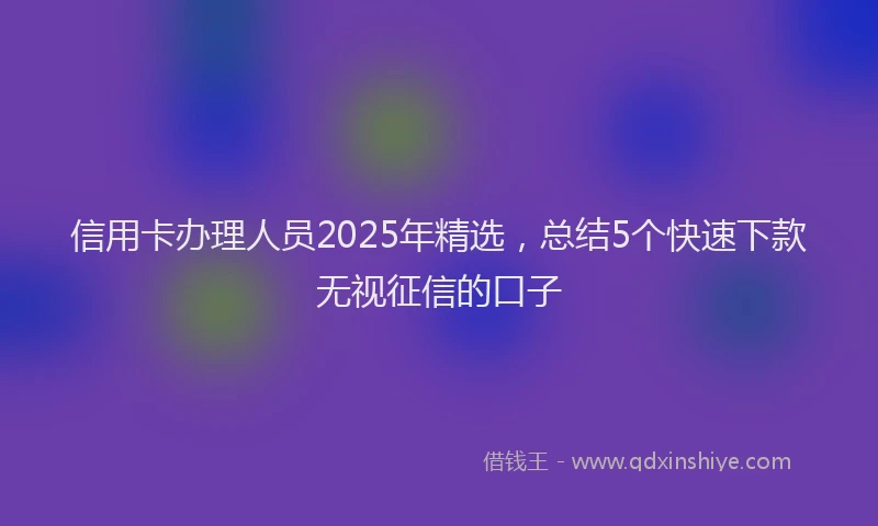 信用卡办理人员2025年精选，总结5个快速下款无视征信的口子
