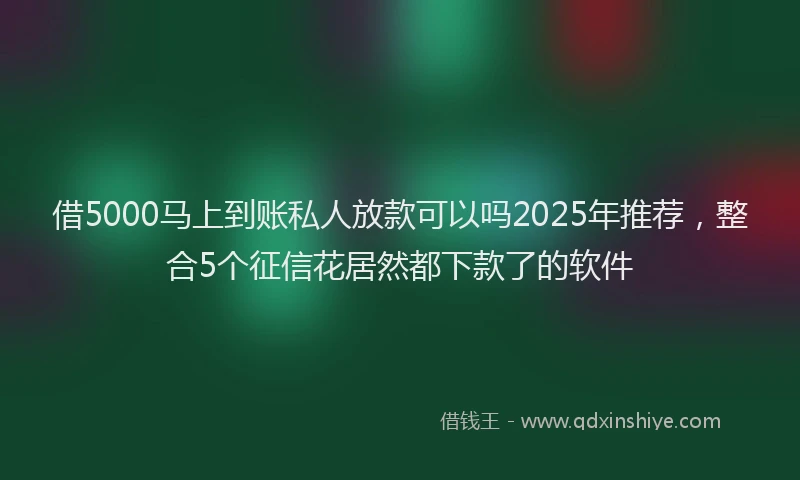 借5000马上到账私人放款可以吗2025年推荐，整合5个征信花居然都下款了的软件