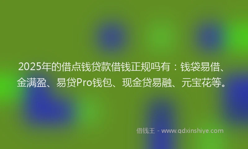 2025年的借点钱贷款借钱正规吗有：钱袋易借、金满盈、易贷Pro钱包、现金贷易融、元宝花等。