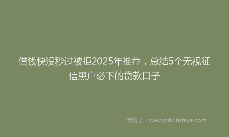 借钱快没秒过被拒2025年推荐，总结5个无视征信黑户必下的贷款口子