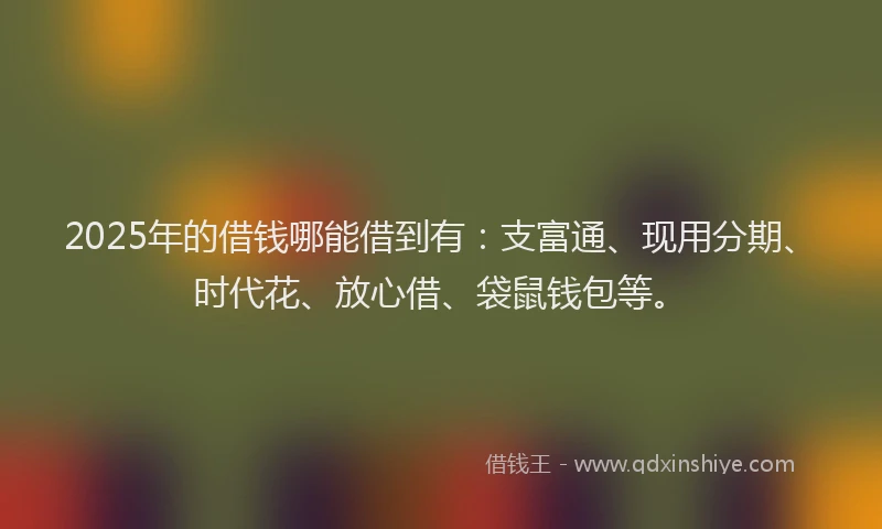 2025年的借钱哪能借到有：支富通、现用分期、时代花、放心借、袋鼠钱包等。