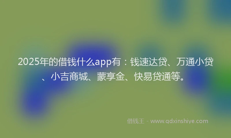 2025年的借钱什么app有：钱速达贷、万通小贷、小吉商城、蒙享金、快易贷通等。