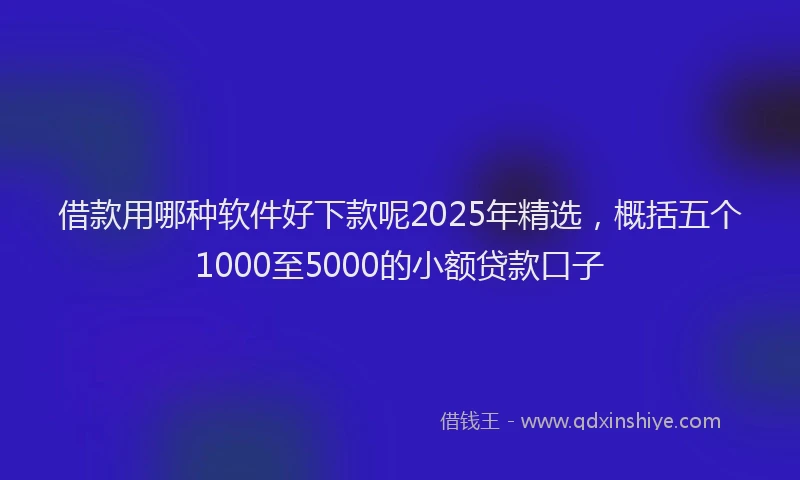 借款用哪种软件好下款呢2025年精选，概括五个1000至5000的小额贷款口子