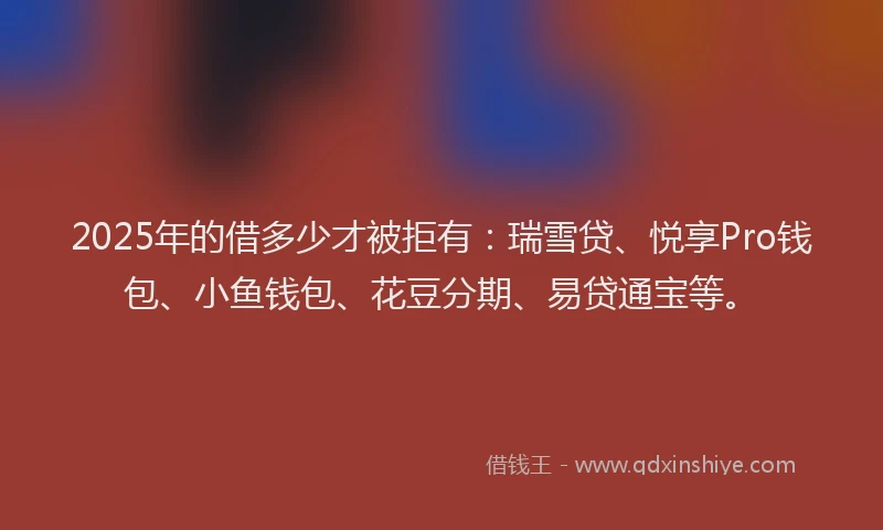 2025年的借多少才被拒有：瑞雪贷、悦享Pro钱包、小鱼钱包、花豆分期、易贷通宝等。