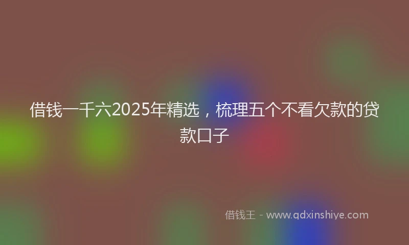 借钱一千六2025年精选，梳理五个不看欠款的贷款口子