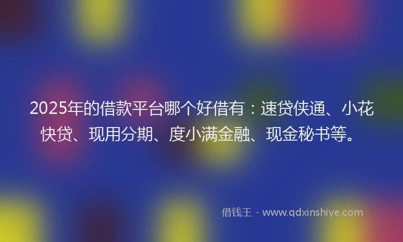 2025年的借款平台哪个好借有：速贷侠通、小花快贷、现用分期、度小满金融、现金秘书等。