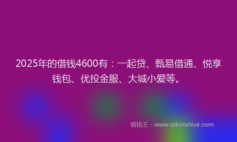 2025年的借钱4600有:一起贷、甄易借通、悦享钱包、优投金服、大城小爱等。