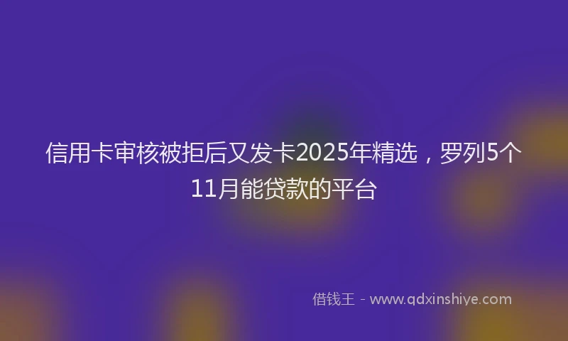 信用卡审核被拒后又发卡2025年精选，罗列5个11月能贷款的平台