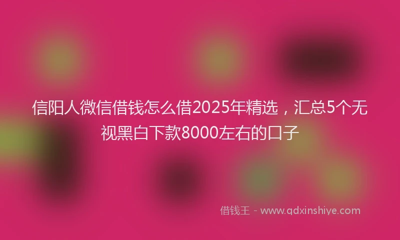 信阳人微信借钱怎么借2025年精选，汇总5个无视黑白下款8000左右的口子