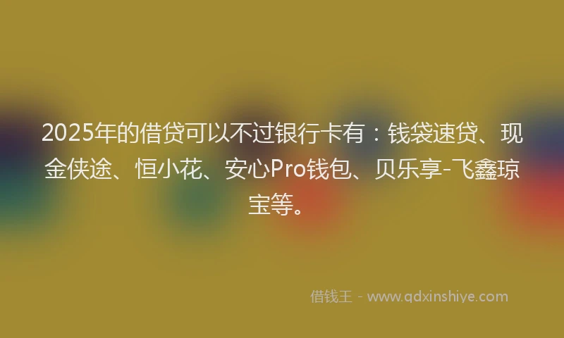2025年的借贷可以不过银行卡有：钱袋速贷、现金侠途、恒小花、安心Pro钱包、贝乐享-飞鑫琼宝等。