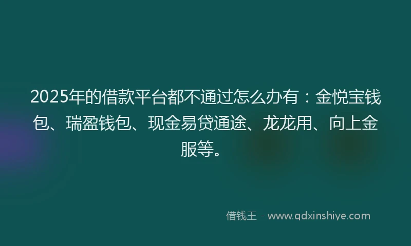 2025年的借款平台都不通过怎么办有：金悦宝钱包、瑞盈钱包、现金易贷通途、龙龙用、向上金服等。