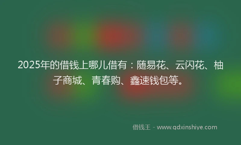 2025年的借钱上哪儿借有:随易花、云闪花、柚子商城、青春购、鑫速钱包等。