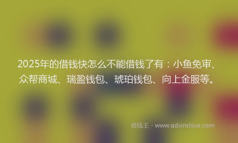 2025年的借钱快怎么不能借钱了有：小鱼免审、众帮商城、瑞盈钱包、琥珀钱包、向上金服等。