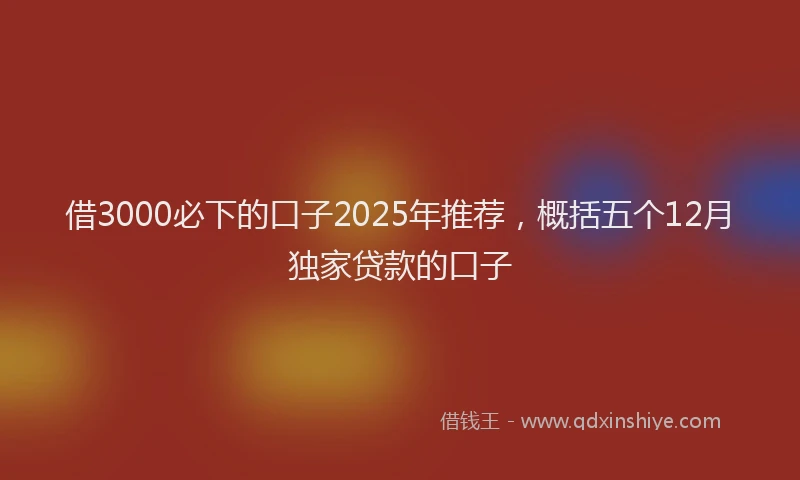 借3000必下的口子2025年推荐，概括五个12月独家贷款的口子