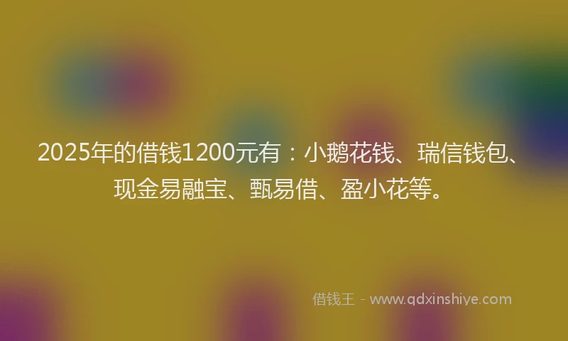 2025年的借钱1200元有：小鹅花钱、瑞信钱包、现金易融宝、甄易借、盈小花等。