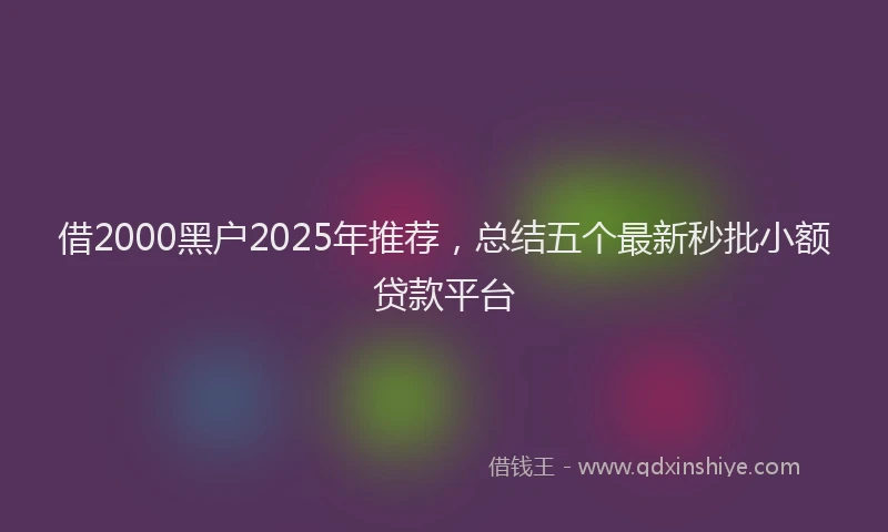 借2000黑户2025年推荐，总结五个最新秒批小额贷款平台