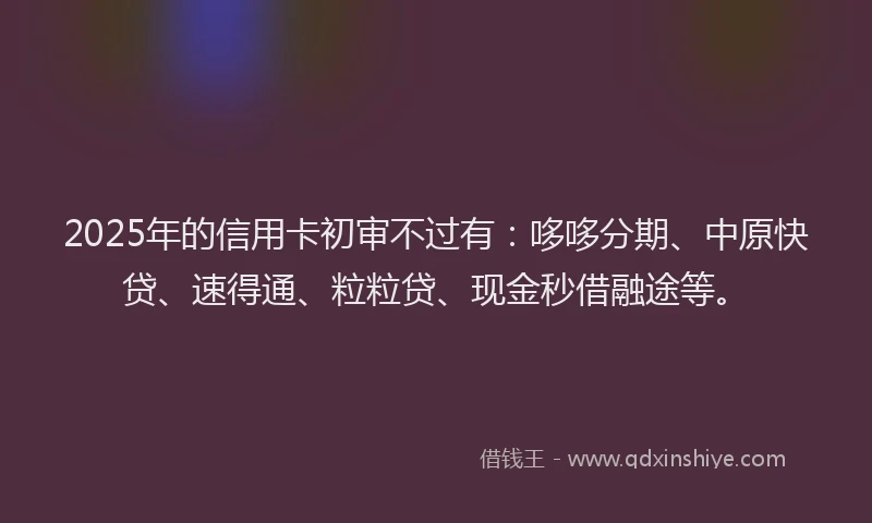 2025年的信用卡初审不过有：哆哆分期、中原快贷、速得通、粒粒贷、现金秒借融途等。