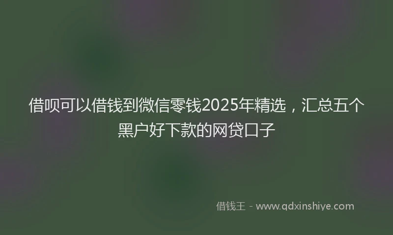 借呗可以借钱到微信零钱2025年精选，汇总五个黑户好下款的网贷口子