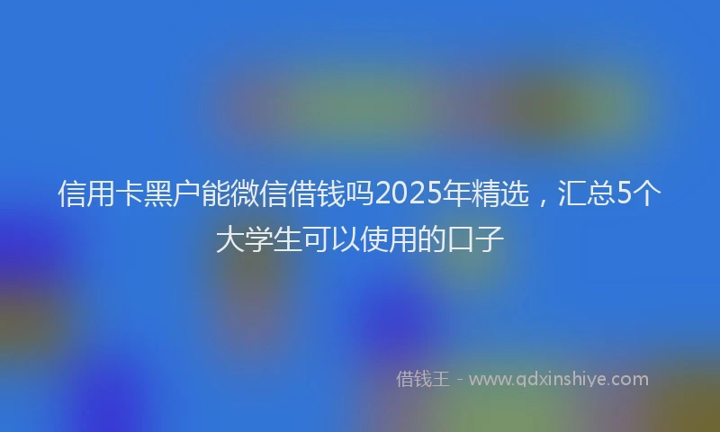 信用卡黑户能微信借钱吗2025年精选，汇总5个大学生可以使用的口子